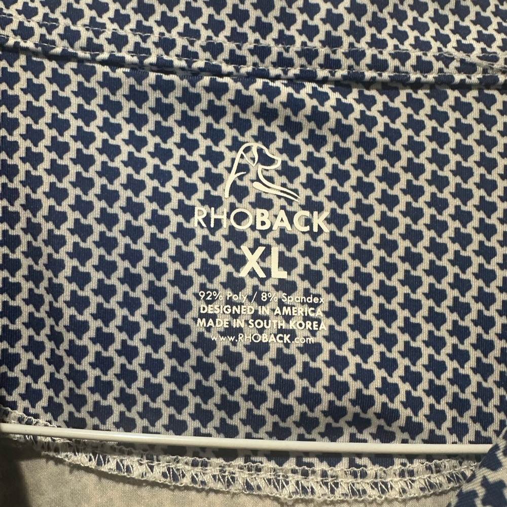 Rhoback Houndstooth Polo in Blue and White